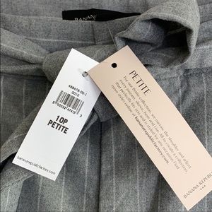 Banana Republic Avery Size 6 Belted Dress Pants Gray W/White Stripe NWT MSRP $70